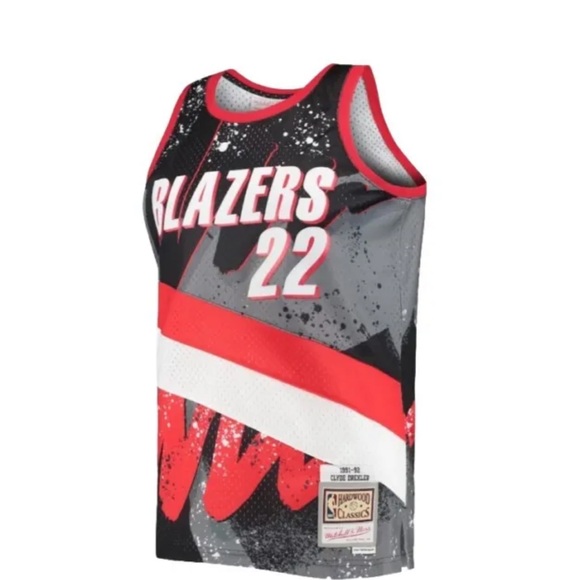 Portland Trail Blazers Clyde Drexler Mitchell & Ness 1991 Hyper Jersey Mens 2XL - Picture 2 of 3